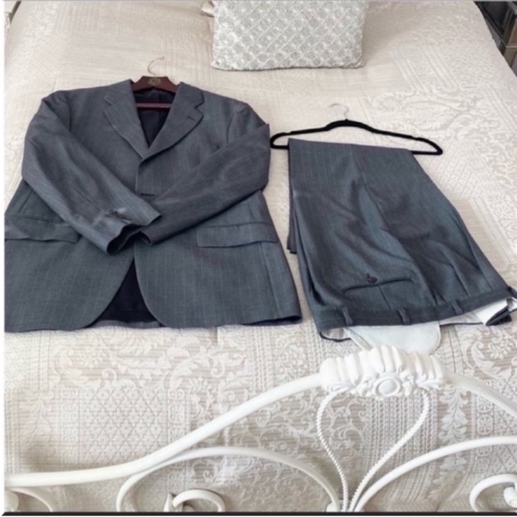 Men’s Ralph Lauren Chaps Gray Suit Jacket and Cuffed Pants Size 41 Regular - Picture 2 of 9